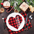 Whaline Christmas Cloth Napkins Red Black Buffalo Plaid Placemat 6 Pack Merry Christmas Dinner Table Napkins Reusable Washable Table Decoration for Home Kitchen Xmas Party, 3 Design, 18 x 18 Inch