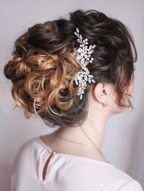 Unicra Bride Crystal Wedding Hair Comb Silver Bridal Headpiece Sparkly Rhinestone Hair Accessorie for Women and Girls (A-Silver)