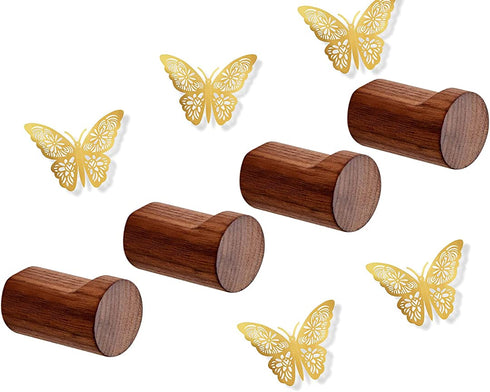 Wood Wall Hooks, 4 Pack Natural Walnut Wooden Wall Hooks, Heavy Duty Wood Hooks Wall Mounted, Decorative Sturdy Wood Coat Hooks Hat Hooks Wood Pegs for Hanging Backpack Towel Hats