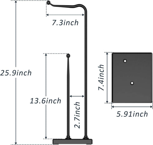 Toilet Paper Holder Stand, Veckle Free Standing Toilet Paper Holder for Bathroom, Weighted Base Toilet Paper Stand Black, Toilet Paper Roll Holder Stand with Reserve