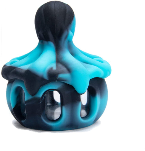 ZCO Portable Silicone Glass Container Jar - Mini Cute Octopus Shape -Glass Jar Insert 10ml - (4 Colors) (Blue)