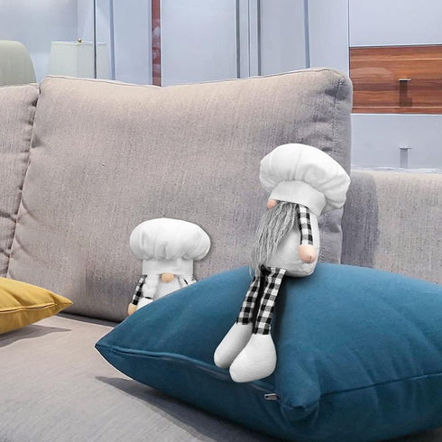Ameter 2Pcs Plush Chef Gnomes, Buffalo Plaid Swedish Handmade Tomte Gnomes Rustic Farmhouse Gnomes Ornament Holiday Home Table Decor, White€¦