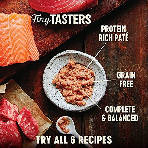 Wellness CORE Tiny Tasters Wet Cat Food, Complete & Balanced Natural Pet Food, Made with Real Meat, 1.75-Ounce Pouch, 12 Pack (Adult Cat, Flaked Tuna & Salmon)