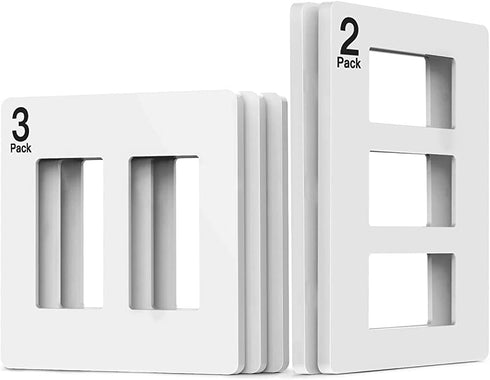 Treatlife Screwless Decorator Wall Plates, Standard Size 2-Gang/3-Gang Light Switch Plate, Outlet Covers, White 5 Pack (2-Gang Wall Plates 3 Pack & 3-Gang Wall Plates 2 Pack)