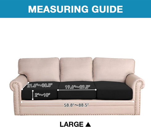 High Stretch Seat Cushion Cover Sofa Cushion Furniture Protector fot Sofa Seat Sofa Slipcover Sofa Cover Soft Flexibility with Elastic Bottom (3 Pieces Cushion Covers, Black)