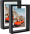 Trwcrt 2 Pack 4x6 Floating Picture Frame, Double Side Tempered Glass Picture Frames?Display up to 6 x 8 photos for Desktop or Wall Hanging, Black