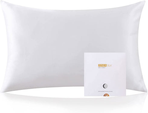 ZIMASILK 100% Mulberry Silk Pillowcase for Hair and Skin Health,Soft and Smooth,Both Sides Premium Grade 6A Silk,600 Thread Count,with Hidden Zipper,1pc(Standard 20''x26'',Ivory)