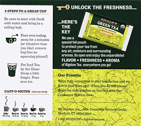 Bigelow Decaffeinated Organic Green Tea Bags, 40 ct