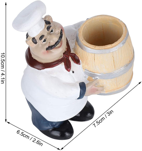 Chef Figurines Toothpick Holder, Resin Toothpick Dispenser with Italian Chef Statue for Kitchen Counter Restaurant Coffee Shop Decor