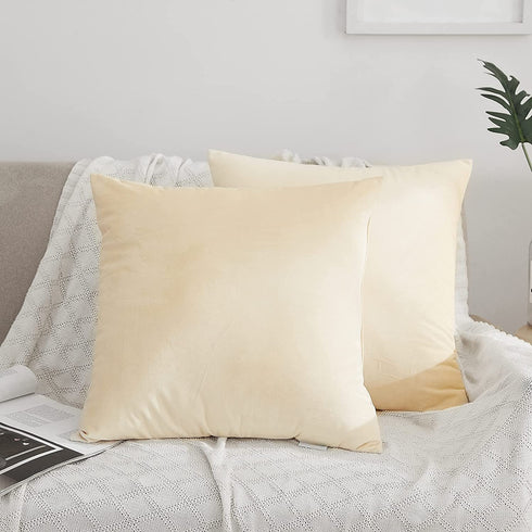 Acanva Solid Velvet Soft Decorative Throw Pillow, 18 x 18 in, Cream