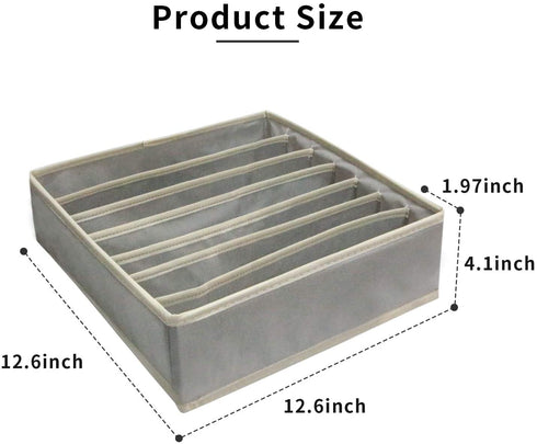 SYGY 2Pack Bra Organizer Storage for Dresser Drawers, Foldable Organizer Divider Fabric Drawer Organizers, Closet Organizer for Lingerie, Bra, Clothes, Towel, 7 Cell, Grey