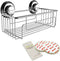 Gecko-Loc Super Suction Cup Shower Caddy Bath Wall Shelf, Large Deep Bathroom Shampoo, Conditioner and Bath Gel Caddy Organizer - Kitchen Storage Basket - Rustproof Stainless Steel Silver Finish