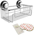 Gecko-Loc Super Suction Cup Shower Caddy Bath Wall Shelf, Large Deep Bathroom Shampoo, Conditioner and Bath Gel Caddy Organizer - Kitchen Storage Basket - Rustproof Stainless Steel Silver Finish