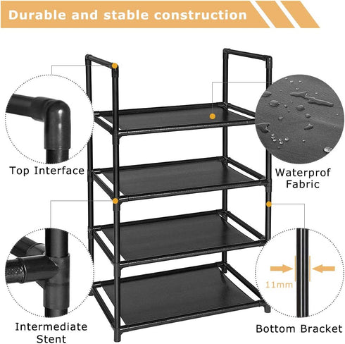 esonstyle 4 Tier Shoe Rack Lightweight Small Shoe Rack 6-8 Pairs Storage Organizer Narrow Shoe Rack for Entryway Shoe Rack Small Shoe Shelf