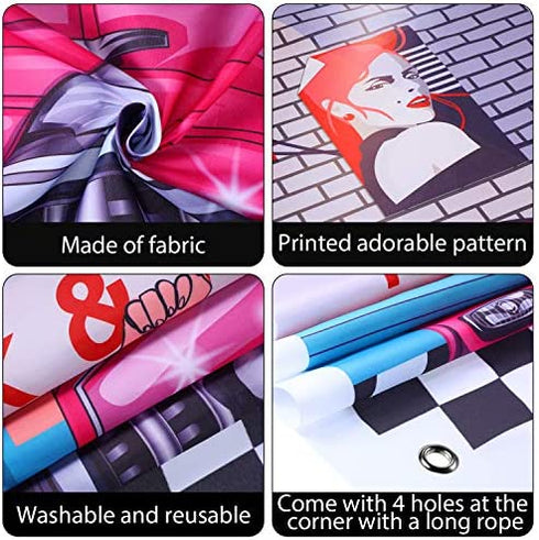 50's Decorations 50's Theme Party Rock and Roll Backdrop Banner Background Photo Booth Props for 1950's Party Decoration