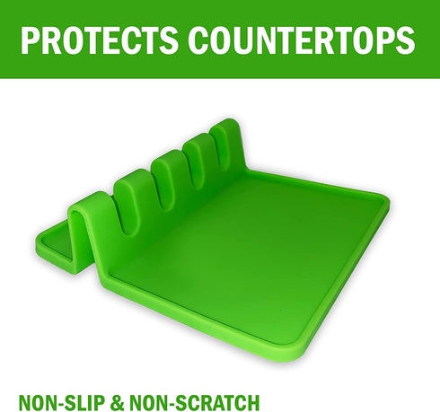 C.I.H. Collapsible Strainer | Collapsible Colander for Kitchen | 3 Piece Green Set | Large Over the Sink Strainer with Extendable Handles | Small Rectangular Strainer | Heat Resistant Utensil Rest