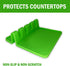C.I.H. Collapsible Strainer | Collapsible Colander for Kitchen | 3 Piece Green Set | Large Over the Sink Strainer with Extendable Handles | Small Rectangular Strainer | Heat Resistant Utensil Rest
