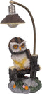 ZJNDJL Resin Owl Sculpture Statue with Night Light, 9" Creative Ornaments Home Decoration Office Desktop Furnishing Crafts Gifts for Friend Family Animal Lovers Birthday Present (Gray+White)