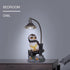 ZJNDJL Resin Owl Sculpture Statue with Night Light, 9" Creative Ornaments Home Decoration Office Desktop Furnishing Crafts Gifts for Friend Family Animal Lovers Birthday Present (Gray+White)