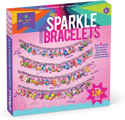 Craft-tastic — DIY Puffy Charm Bracelets Kit — Make Your Own Jewelry — Ages 6+