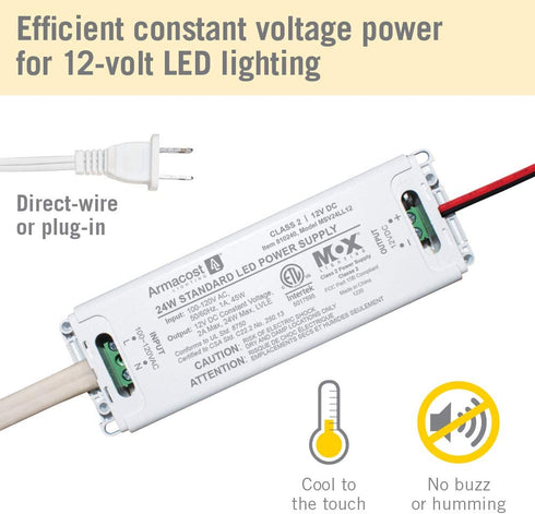 Armacost Lighting 810240 12 Volt LED Power Supply, 24 Watt, White