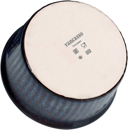 vancasso Ramekin, Souffle Dishes 5 Ounce, Porcelain Ramekins Oven Safe for baking, Set of 6 Ceramic Custard Cups for Creme Brulee Puddings, Ice Cream, Sauce, Lava Cake, Snacks (Nebula Blue)