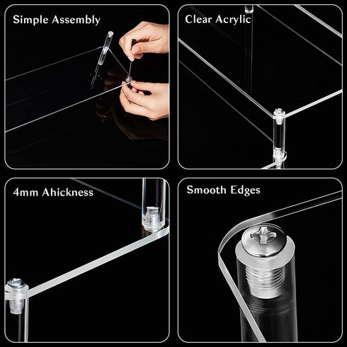 Acrylic Riser Display Dessert Stand Riser Clear Tiered Display Shelf Clear Cupcakes Stand for Cabinet Countertops Table Decoration and Organizer (2, 11.6 x 6.5 x 3.8 Inches)