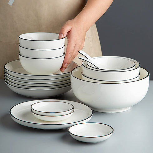 Large Salad Soup Ramen Bowls, 60 OZ Super Stackable Round Fine Porcelain Cereal Pasta Serving Bowl Sets, 3Pack - Microwavable Ceramic Bowls - Heat and Cold Resistant Porcelain