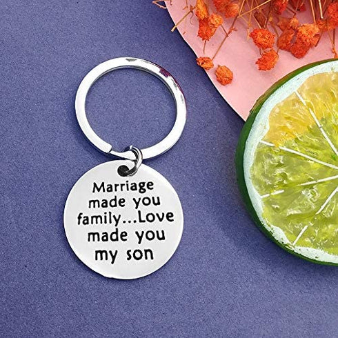 Son in Law Keychain Gifts Marriage Made You Family Love Made You My Son Keychain Son in Law Birthday Gifts Christmas Gift Wedding Gifts for Son in Law Groom to Be