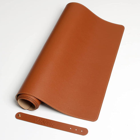 Desk Pad Blotter,Wolaile 36x17 inch Large Leather Mouse Pad,Waterproof Non-Slip Writing Desktop Protector Mat,Office Desk Accessory Decor,Brown