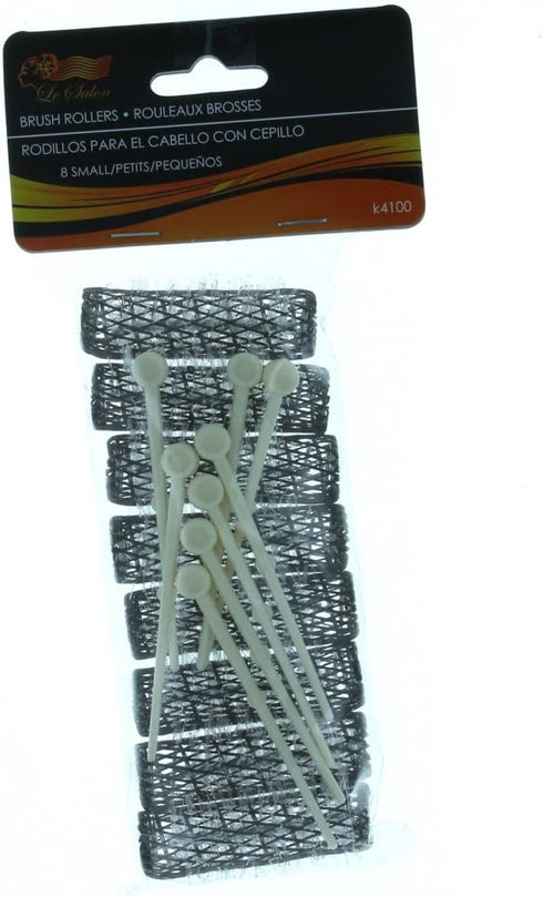 16 BRUSH ROLLERS & PINS Small Mini Hair Curlers Bristles 2" x 1/2" Kids Pageants (2 packs)