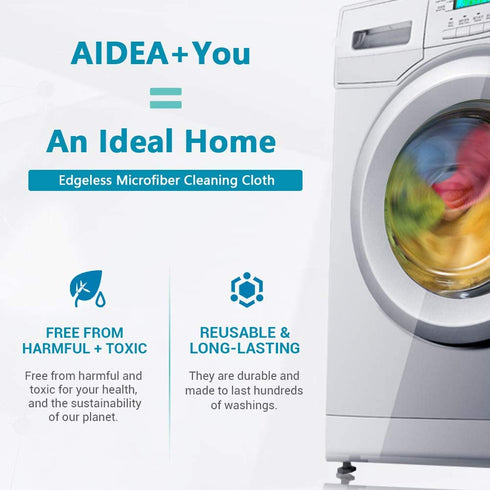 AIDEA Microfiber Cleaning Cloths-50PK, All-Purpose Softer Highly Absorbent, Lint Free - Streak Free Wash Cloth for House, Kitchen, Car, Window, Gifts(12in.x 12in.)