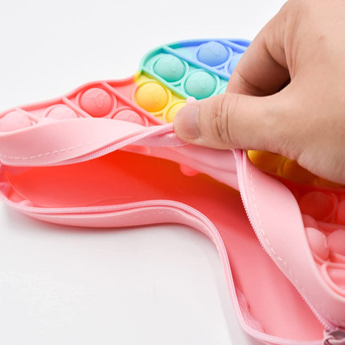 HOMICO Pop Shoulder Bag Fidget Toy Rainbow Butterfly Pop Fidget Bag Toy Silicone Pop Bubble Sensory Fidget Toy School Supplies Birthday Party Favors for Girls
