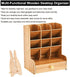 Marbrasse Wooden Pen Organizer, Multi-Functional DIY Pen Holder Box, Desktop Stationary, Easy Assembly, Home Office Art Supplies Organizer Storage with Drawer (B11-Cherry Color)