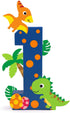 Dinosaur Number 1 Sign Baby First Birthday Cake Smash Photo Prop Dinosaur Birthday Party Decorations Freestanding Paper Mache 1-Year-Old Number Sign