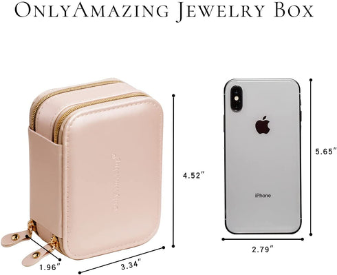 Two Layer Travel Jewelry Box Organizer Display Storage Case for Necklace Earrings Bracelets Rings(Pink)