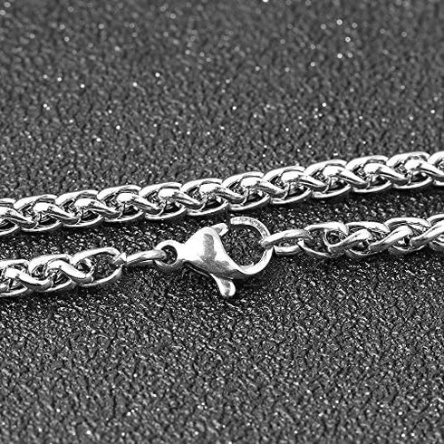 FIZIZDH Men's Stainless Steel Jason's Mask Hollow Openwork Pendant Necklace, 24 inch Keel Link Chain