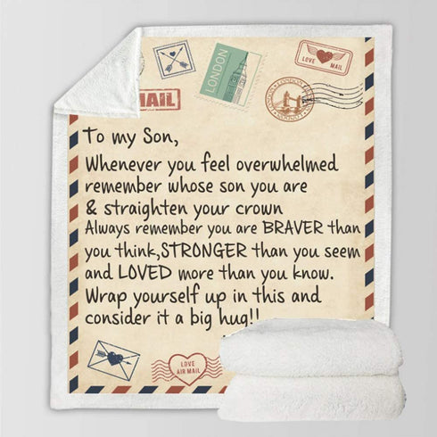 WINGSIGHT Letter Throw Blankets Mom to My Son Super Soft Warm Large Flannel Blanket Suitable for Birthday and Anniversaries Gifts for Bed, Sofa,Camping and Travel (59"x47", Mom-Son)