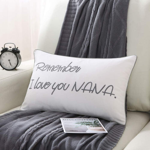 Sanmetex Nana Gifts from Grandkids, Nana Birthday Gifts, Nana Ideas with Remember I Love You Nana Quote Lumbar Pillow Cover 12x20 Inch.