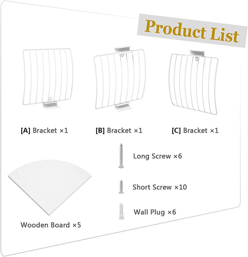 Love-KANKEI Corner Shelf Wall Mount of 5 Tier Rustic Solid Wood Floating Shelves for Bedroom Wall Shelves Living Room Bathroom Kitchen Office and More White and White Brackets