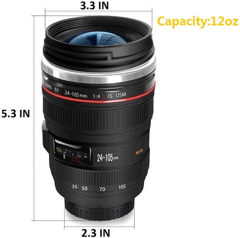 Camera Lens Coffee Mug,Camera Lens Mug,Fun Photo Coffee Mugs Stainless Steel Lens Mug Thermos Great Gifts for Photographers,Home Supplies,Friends,School Rewards - Chasing Y
