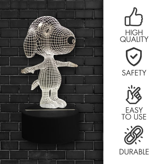 Dog Animal 3D Lamp Night Light Touch Table Desk Lamps, 7 Color Changing Lights with Acrylic Flat & ABS Base & USB Charger