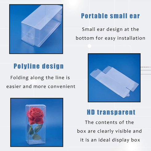 BENECREAT 20 Pack 2.7x2.7x6.3" Plastic Boxes Rectangle Plastic Party Favor Boxes for Wedding Party Treat Candy Cupcakes