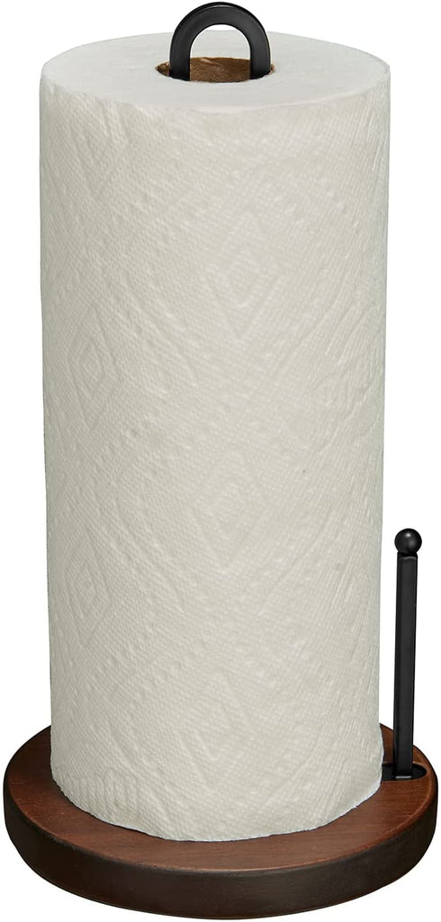 Paper Towel Holder, Paper Towel Holder Countertop, Easy One-Handed Paper Towel Holder Stand with Real Wood Base, Paper Towel Holders for Kitchen Dining Table Home Decor