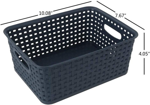 Cand Plastic Storage Basket, 10.08" x 7.67" x 4.05", 4 Packs