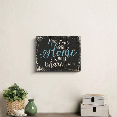 Family Canvas Wall Art, Home Prints Signs with Warm Saying Teal and Blue Wall Decor (12x15 inch)