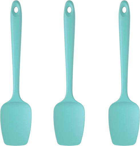 U-Taste Silicone Spoon Spatula Set, 600ºF High Heat Resistant BPA-Free Flexible Rubber Scraper, Cooking Mixing Baking Kitchen Utensils Set of 3 (Aqua Sky)