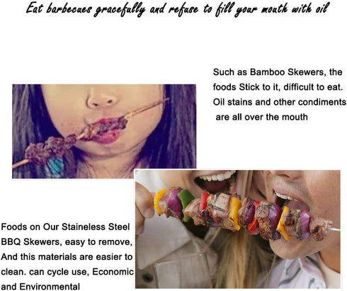 Wadoy BBQ Flexible Skewers for Grilling, 29Inch(Set of 8) Cable Skewers, Stainless Steel Flexible Kabob Skewers