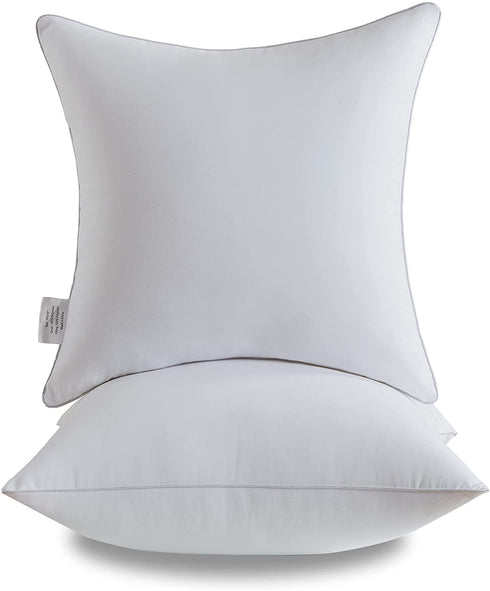 Qeils 18 x 18 Pillow Inserts Set of 2 White Throw Pillow Inserts with Soft Polyester Cover - Rectangle Square Interior Sofa Pillow Inserts Decorative Pillow Insert White Couch Pillow