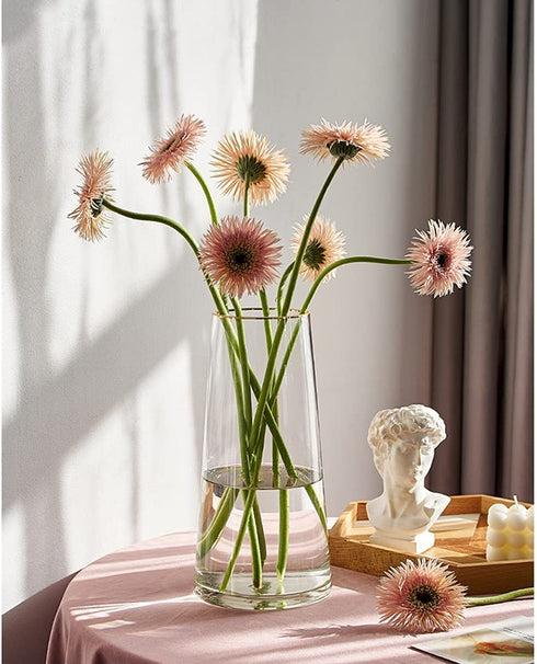 FUNSOBA Clear Glass Flower Vase with Gold Mouth for Centerpieces Home Wedding Decoration (1, Large 5.2" x 9.9œ)